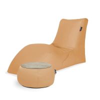 Combo Peach SOFT LOUNGER + JUST TABLE + JUST TOP Wood FIT